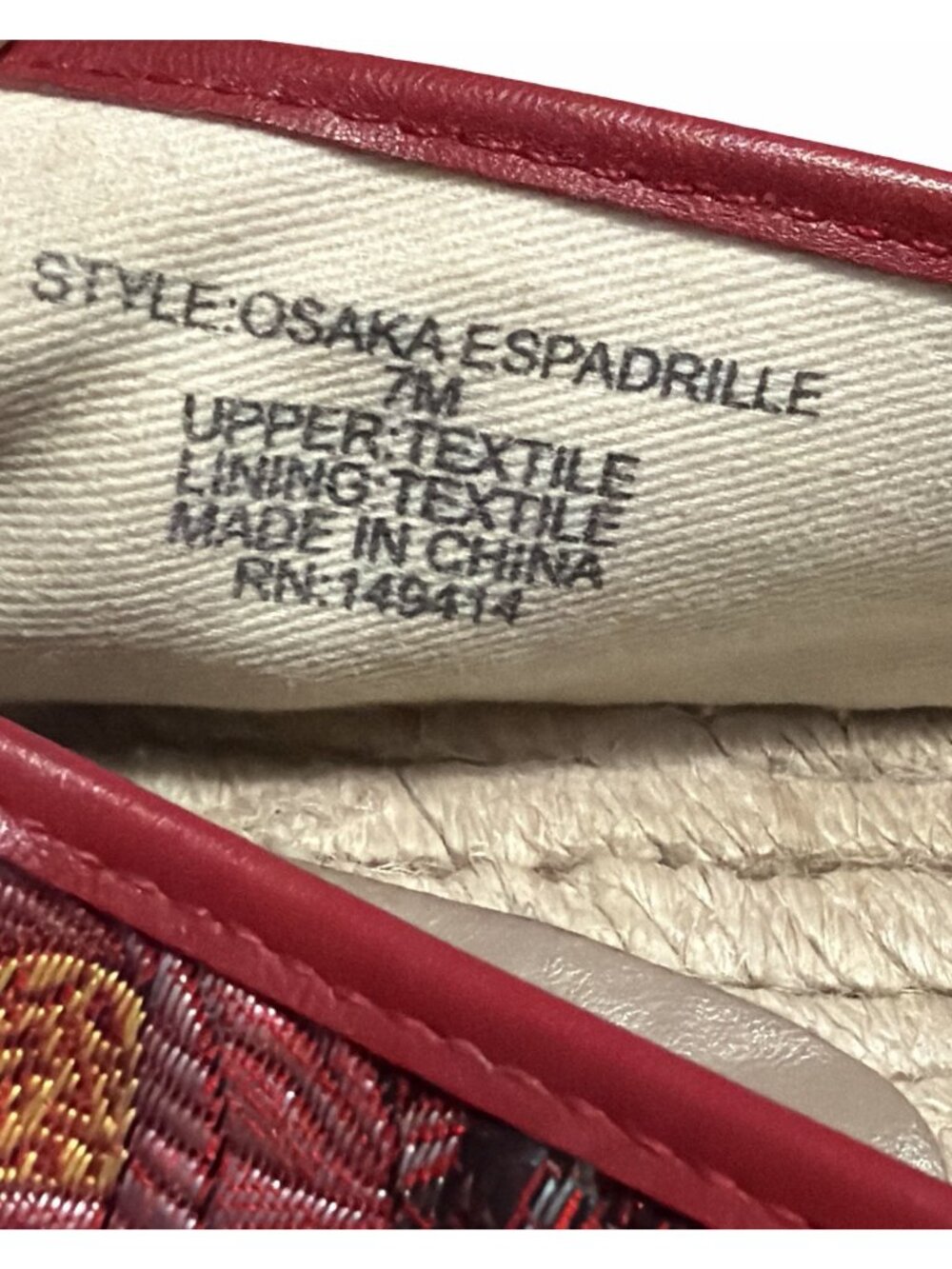 Johnny Was Osaka Canvas Espadrille Shoes Sz 7 Slip On Floral Boho Embroidered - Picture 5 of 6